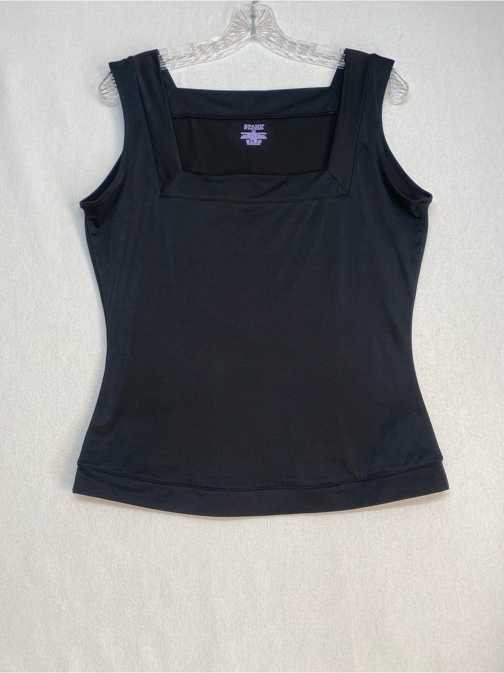 SPANX 1X Black Square Neck Shapewear Tank Top Casual Layer Flattering Figure